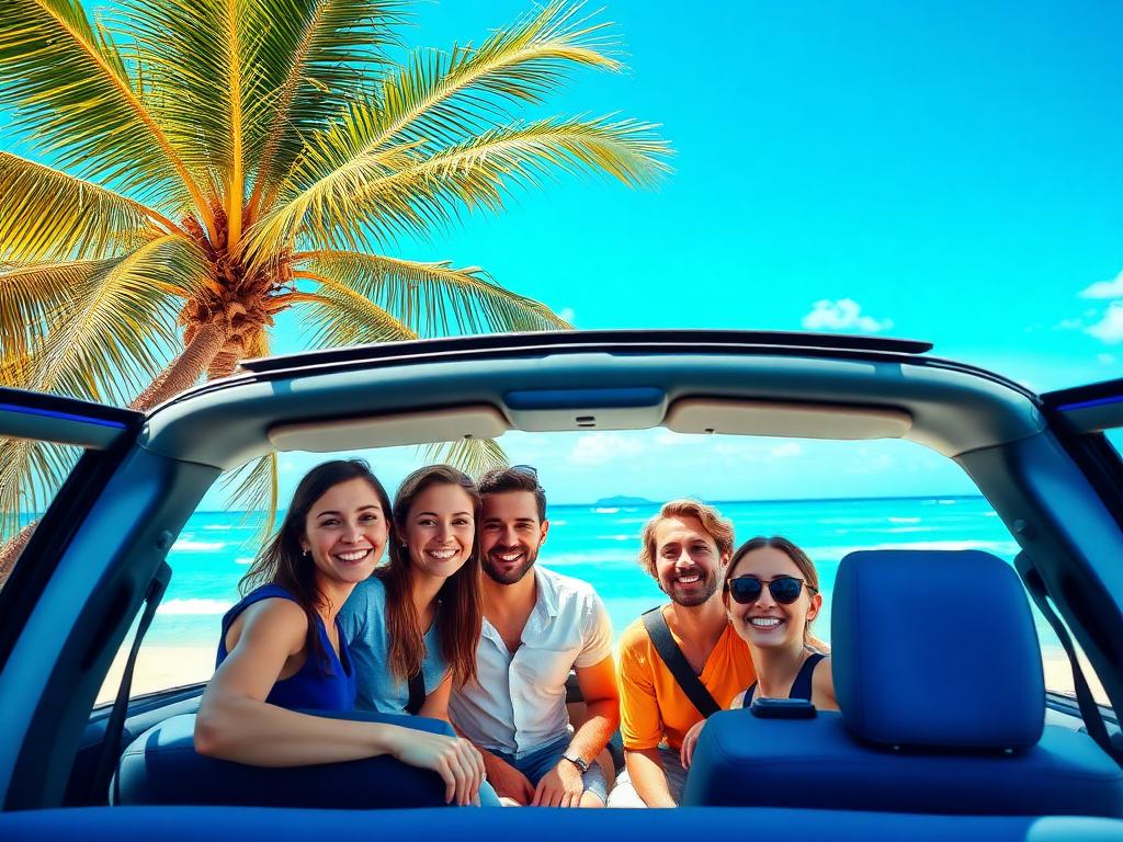 Family enjoying summer vacation by the ocean